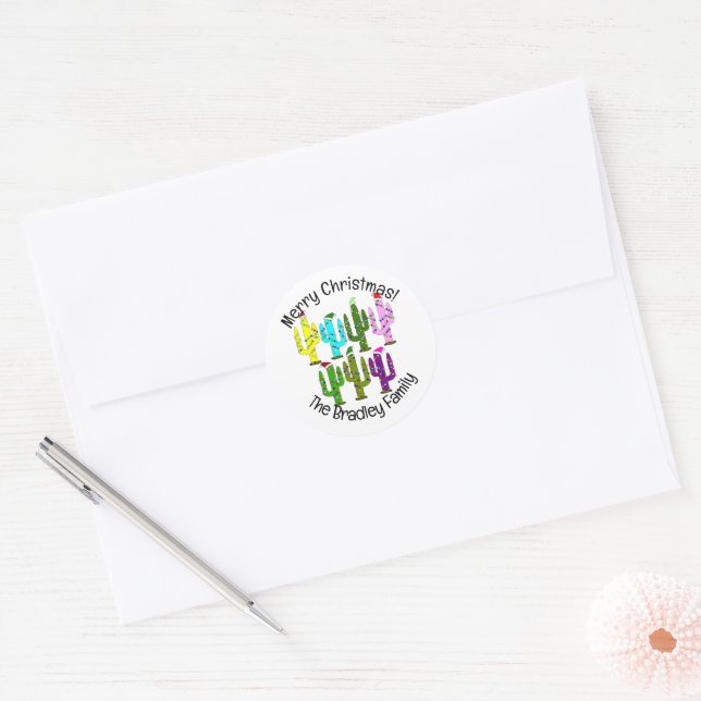 Sticker Rond Christmas Cactus (Enveloppe)