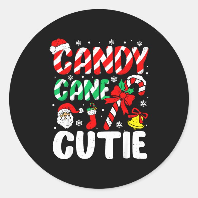 Sticker Rond Christmas Candy Cane Cutie Xmas Holiday Toddler Ki (Devant)