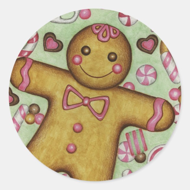 Sticker Rond Christmas Candy Gingerbread BoySticker (Devant)