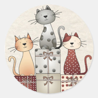 Sticker Rond Christmas Cats