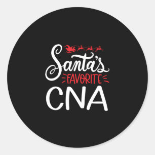 Sticker Rond Christmas CNA Santas favorite CNA