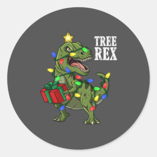 Sticker Rond Christmas Dinosaur Tree Rex Boys Girls Kids Xmas