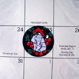 Sticker Rond Christmas Elephant