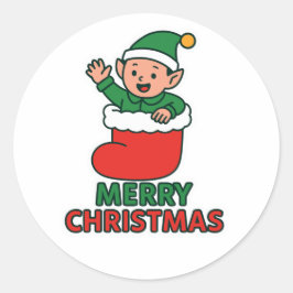 Sticker Rond Christmas Elf