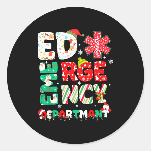 Sticker Rond Christmas Emergency Room Er Rn Nurse Department He (Devant)