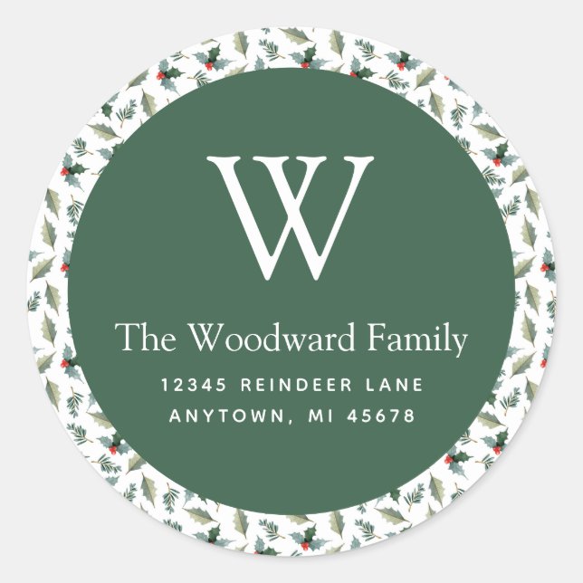 Sticker Rond Christmas Greenery Adresse du Motif (Devant)