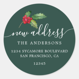 Sticker Rond Christmas Greenery Nous avons déménagé Nouveau éti