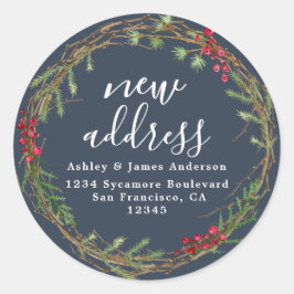 Sticker Rond Christmas Greenery Nous avons déménagé Nouveau éti