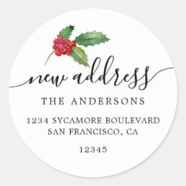 Sticker Rond Christmas Greenery Nous avons déménagé Nouveau éti