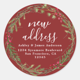 Sticker Rond Christmas Greenery Nous avons déménagé Nouveau éti