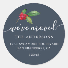 Sticker Rond Christmas Greenery Nous avons déménagé Nouveau éti