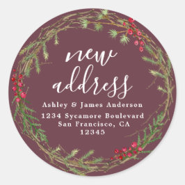 Sticker Rond Christmas Greenery Nous avons déménagé Nouveau éti
