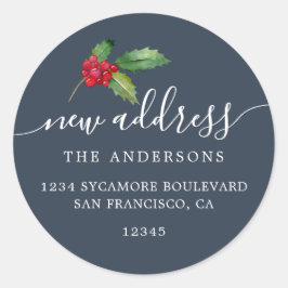 Sticker Rond Christmas Greenery Nous avons déménagé Nouveau éti