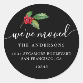 Sticker Rond Christmas Greenery Nous avons déménagé Nouveau éti