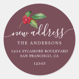 Sticker Rond Christmas Greenery Nous avons déménagé Nouveau éti