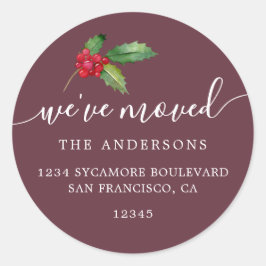 Sticker Rond Christmas Greenery Nous avons déménagé Nouveau éti