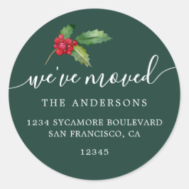 Sticker Rond Christmas Greenery Nous avons déménagé Nouveau éti