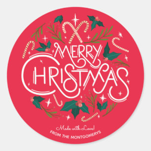 Sticker Rond Christmas Holly Berry Restauration maison