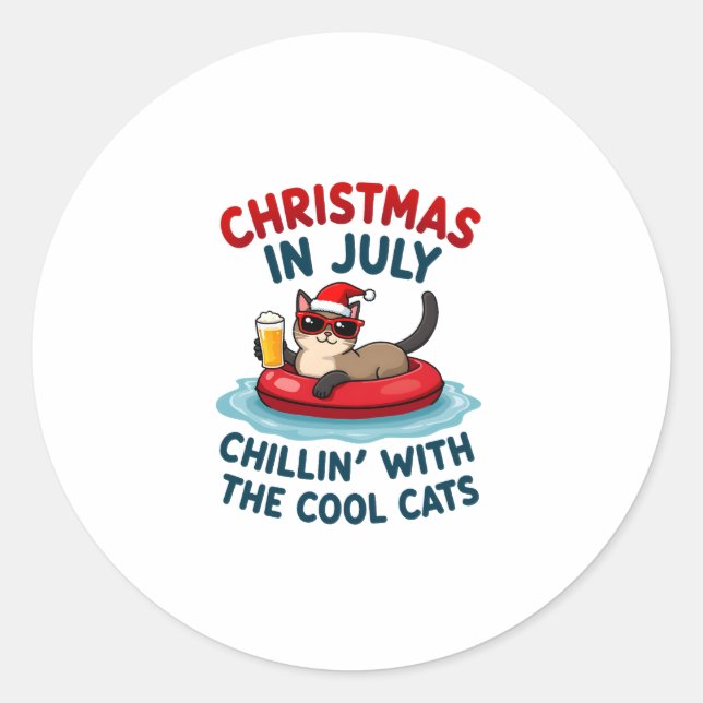 Sticker Rond Christmas In July Daddy Mommy Chillin With The Sia (Devant)