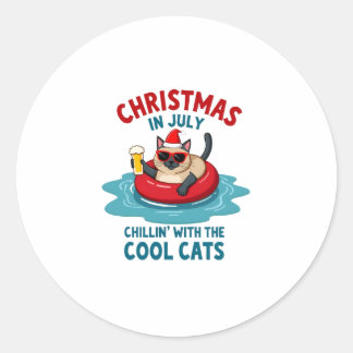 Sticker Rond Christmas In July Daddy Mommy Chillin With The Sia
