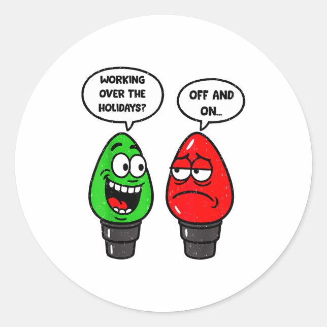 Sticker Rond Christmas Lights Joke Light Bulb Working Off On Pu (Devant)