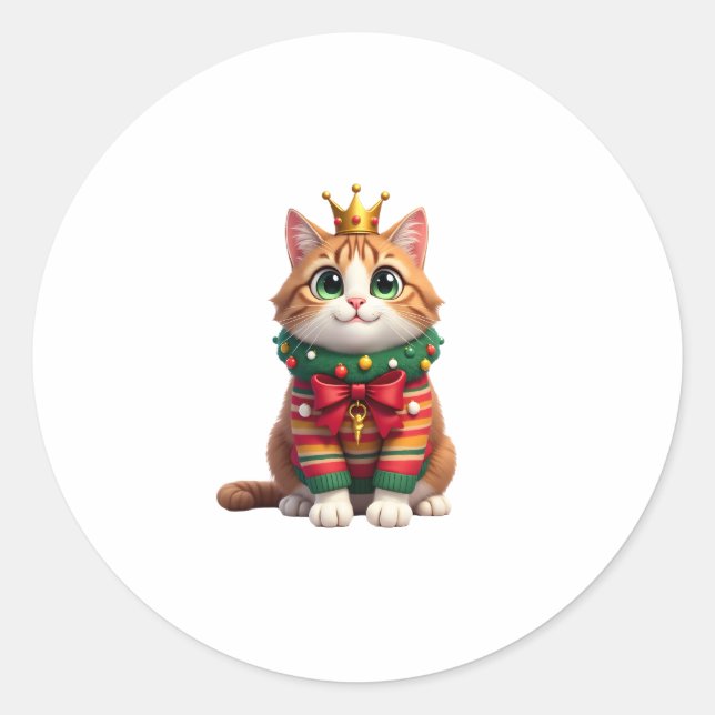 Sticker Rond Christmas Maine Coon American Longhair (4) (Devant)
