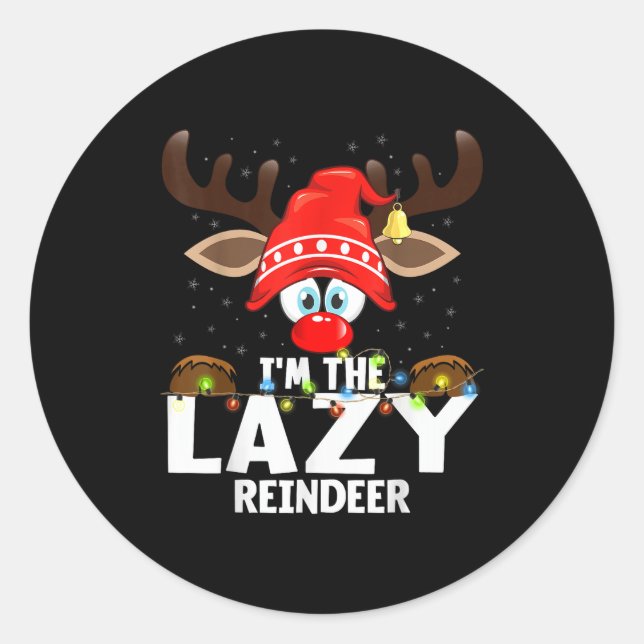 Sticker Rond Christmas Matching I'm The Lazy Reindeer  (Devant)
