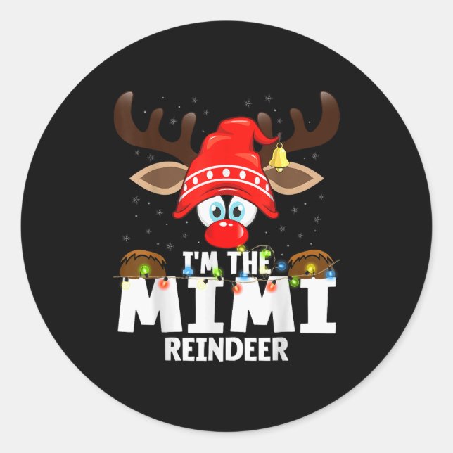 Sticker Rond Christmas Matching I'm The Mimi Reindeer  (Devant)