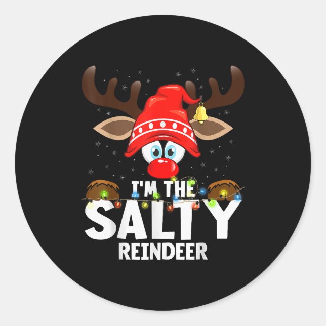 Sticker Rond Christmas Matching I'm The Salty Reindeer  (Devant)