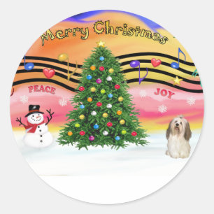 Sticker Rond Christmas Music 2 - Havanese 2