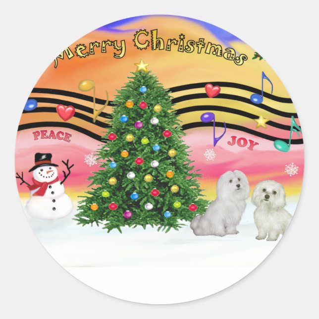 Sticker Rond Christmas Music 2 - Maltais (deux) (Devant)