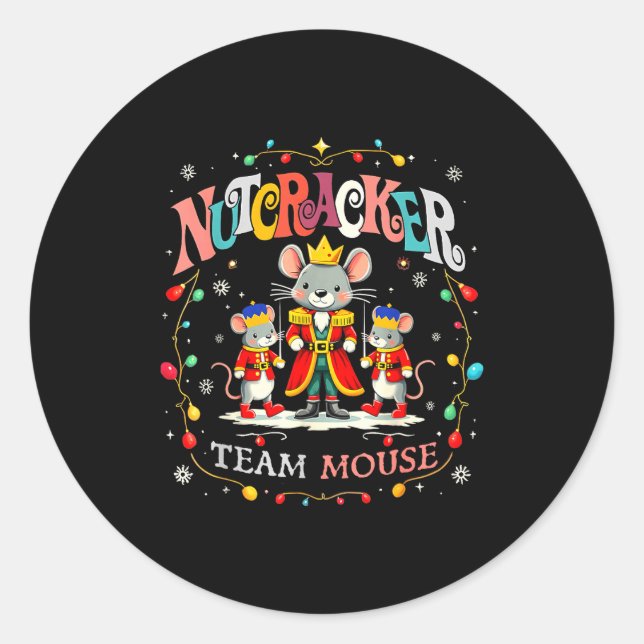 Sticker Rond Christmas Nutcracker Team Mouse Women Kids Girl  (Devant)