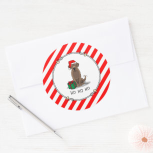 Sticker Rond Christmas Père Noël Chocolat Labrador Retriever Dr