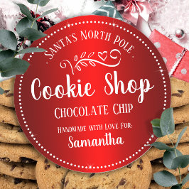 Sticker Rond Christmas Père Noël Cookie Shop Nom personnalisé