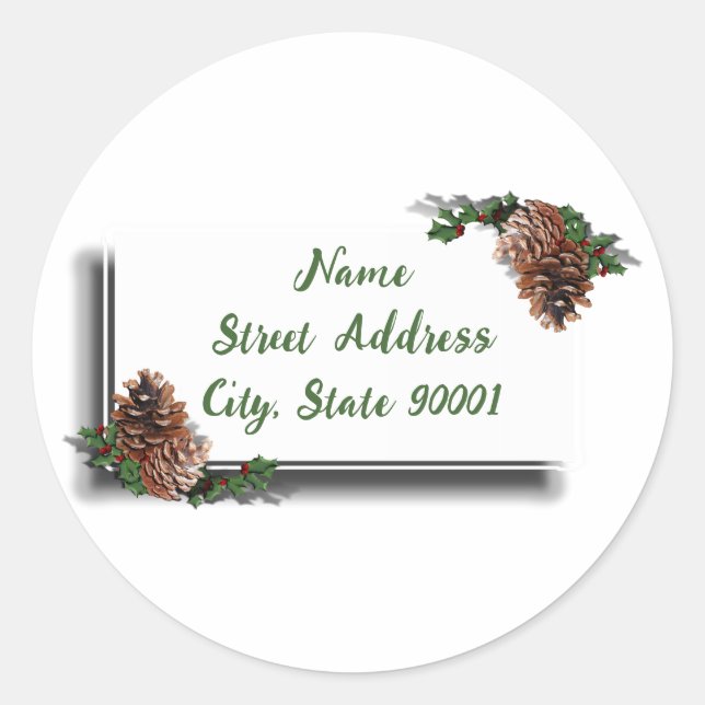 Sticker Rond Christmas Pine Cones w/Tag (Devant)