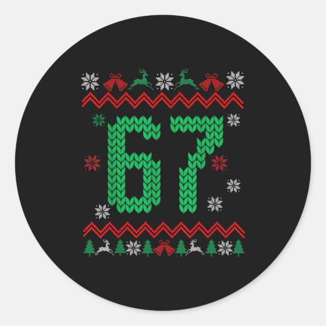 Sticker Rond Christmas Santa 67 Six Seven Meme Ugly Sweater  (Devant)