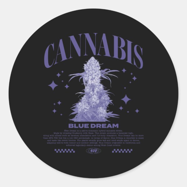 Sticker Rond Christmas Sativa Hybrid Strain Blue Dream  (Devant)