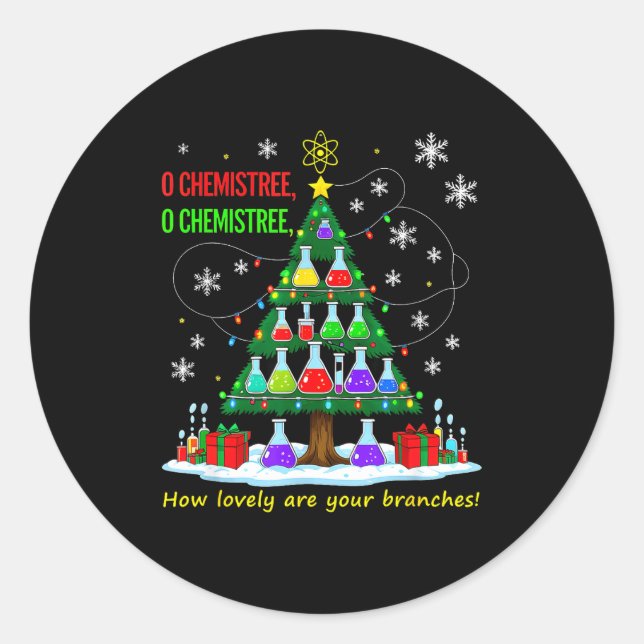 Sticker Rond Christmas Science Teacher 67 Meme Santa Oh Chemist (Devant)