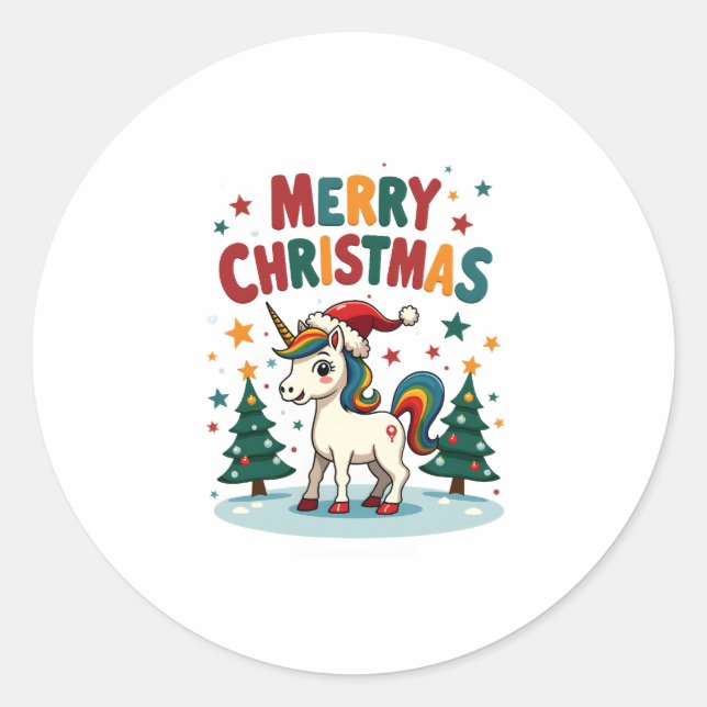 Sticker Rond Christmas Shirt Unicorn Girls Christmas Outfit Chr (Devant)
