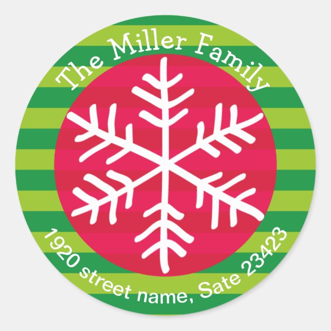 Sticker Rond Christmas Snowflake Adresse de retour (Devant)