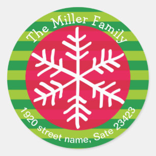 Sticker Rond Christmas Snowflake Adresse de retour