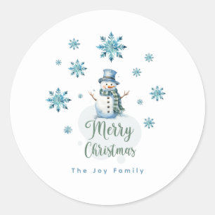 Sticker Rond Christmas Snowman
