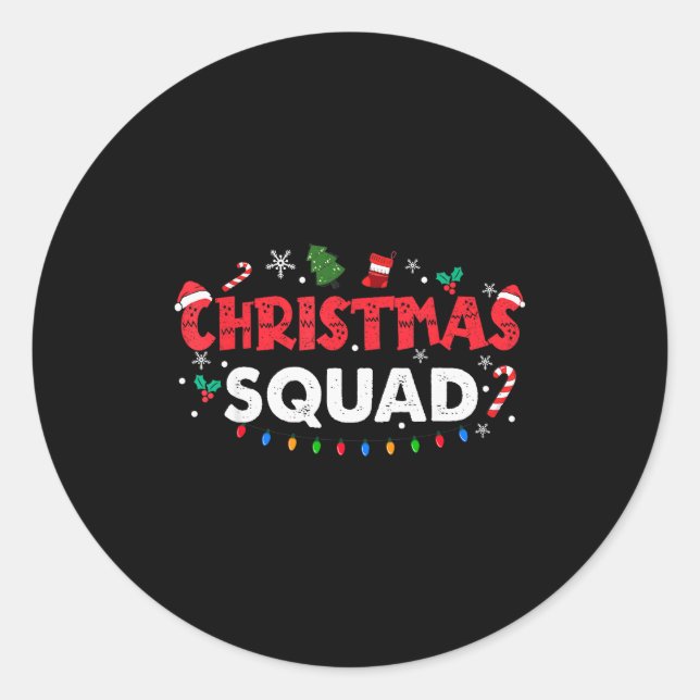 Sticker Rond Christmas Squad Santa Family Matching Group Xmas B (Devant)