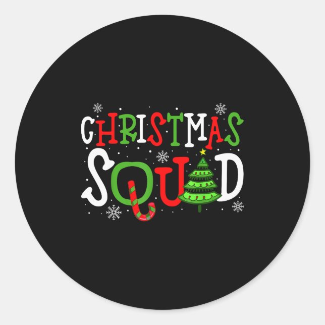 Sticker Rond Christmas Squad Shirt, Christmas Matching Family P (Devant)