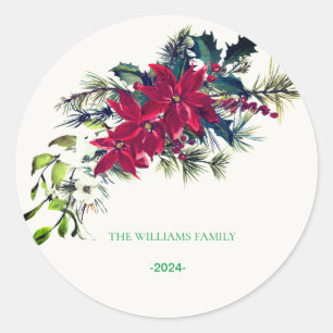 Sticker Rond Christmas Star Wreath Nom de famille