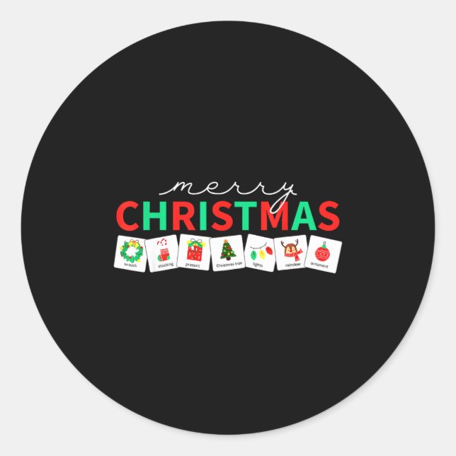 Sticker Rond Christmas Symbols Special Education Teacher Speech (Devant)