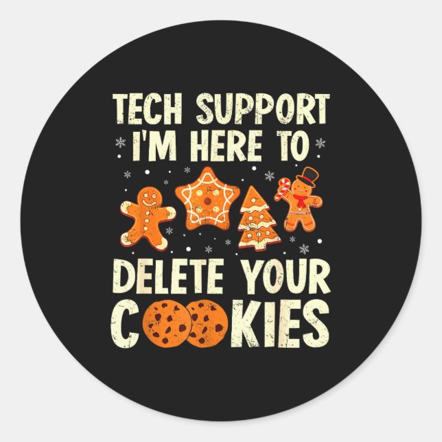 Sticker Rond Christmas Tech Suprt Here To Delete Cookies Xmas M (Devant)
