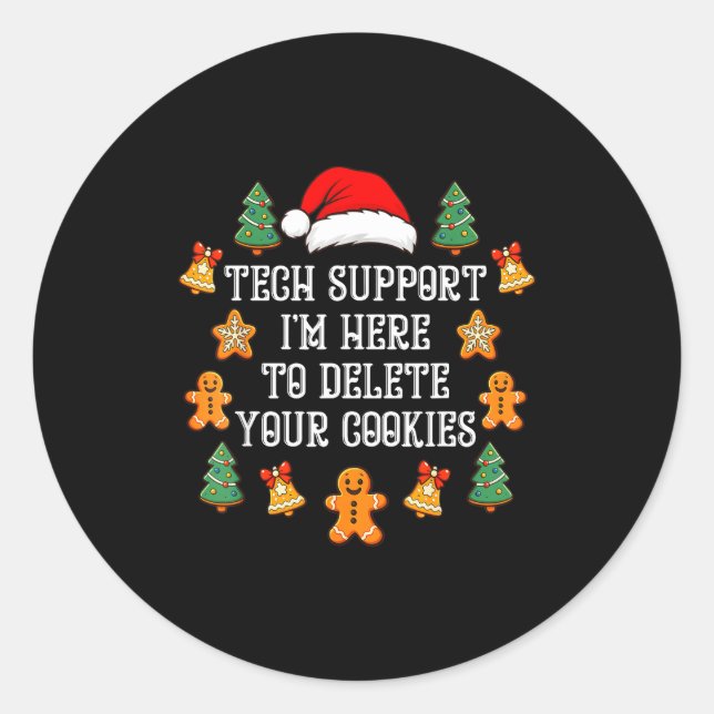 Sticker Rond Christmas Tech Suprt Here To Delete Cookies Xmas M (Devant)