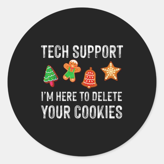 Sticker Rond Christmas Tech Suprt Here To Delete Cookies Xmas M (Devant)