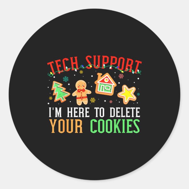 Sticker Rond Christmas Tech Suprt Here To Delete Cookies Xmas M (Devant)